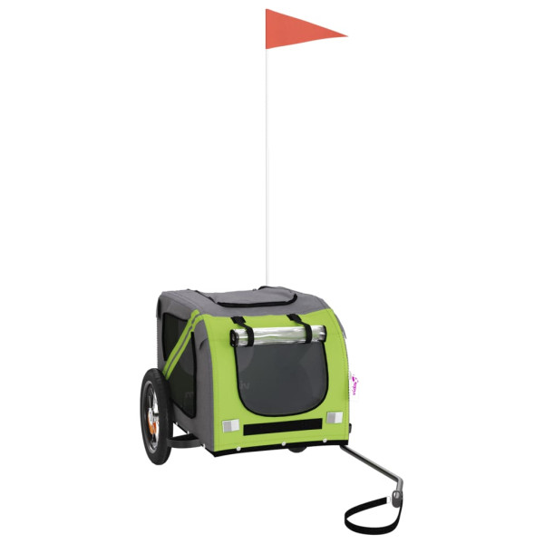Remolque de bicicleta para perros hierro tela Oxford verde gris M 2