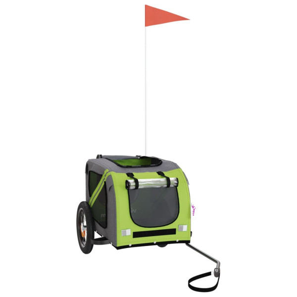 Remolque de bicicleta para perros hierro tela Oxford verde gris M 3