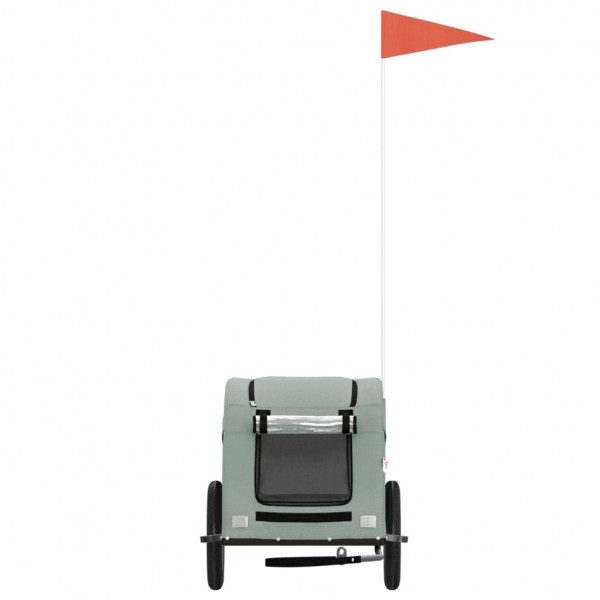 Remolque de bicicleta para perros hierro y tela Oxford gris M 4