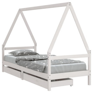 Estrutura cama infantil c/ gavetas 90x200cm pinho maciço branco H