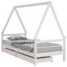 Estrutura cama infantil c/ gavetas 90x200cm pinho maciço branco 2