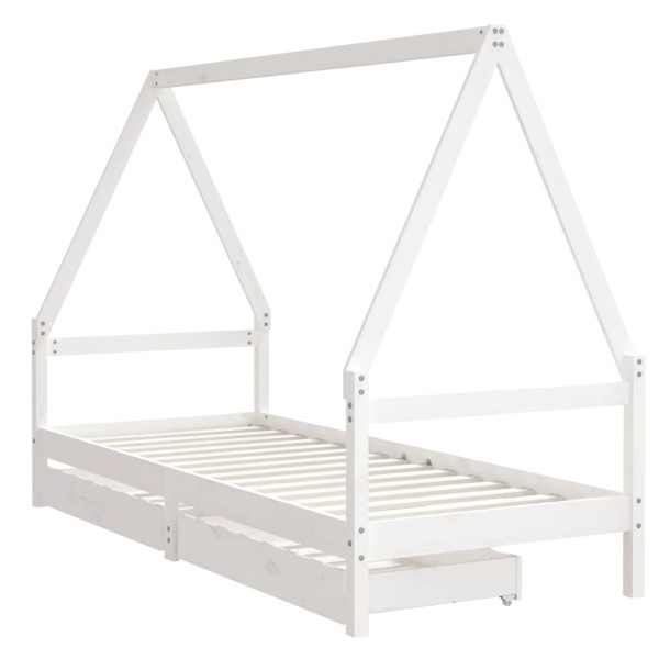 Estrutura cama infantil c/ gavetas 90x200cm pinho maciço branco M 3