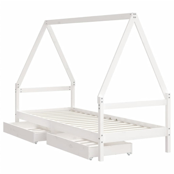 Estrutura cama infantil c/ gavetas 90x200cm pinho maciço branco M 4