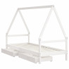 Estrutura cama infantil c/ gavetas 90x200cm pinho maciço branco 4