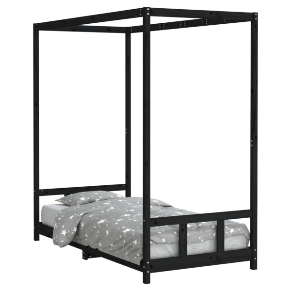 Estructura de cama para niños madera de pino negro 90x190 cm M 2