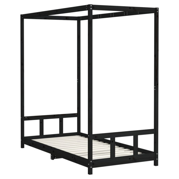 Estructura de cama para niños madera de pino negro 90x190 cm M 3