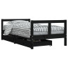 Estructura cama infantil y cajones madera pino negro 80x160 cm 2