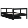 Estructura cama infantil y cajones madera pino negro 80x160 cm 3