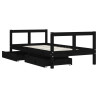 Estrutura cama infantil c/ gavetas 80x160 cm pinho maciço preto 4