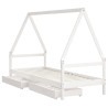 Estrutura cama infantil c/ gavetas 80x200cm pinho maciço branco 4