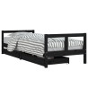 Estrutura cama infantil c/ gavetas 80x200cm pinho maciço preto 2