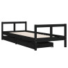 Estructura de cama niños con cajones madera pino negro 80x200cm 3
