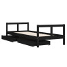 Estrutura cama infantil c/ gavetas 80x200cm pinho maciço preto 4