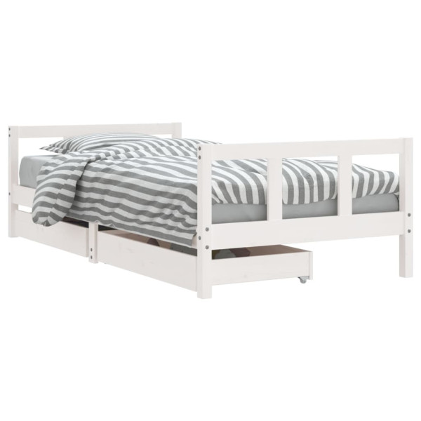 Estrutura cama infantil c/ gavetas 90x190cm pinho maciço branco M 2