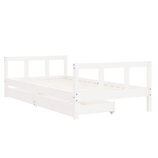 Estrutura cama infantil c/ gavetas 90x190cm pinho maciço branco M 3
