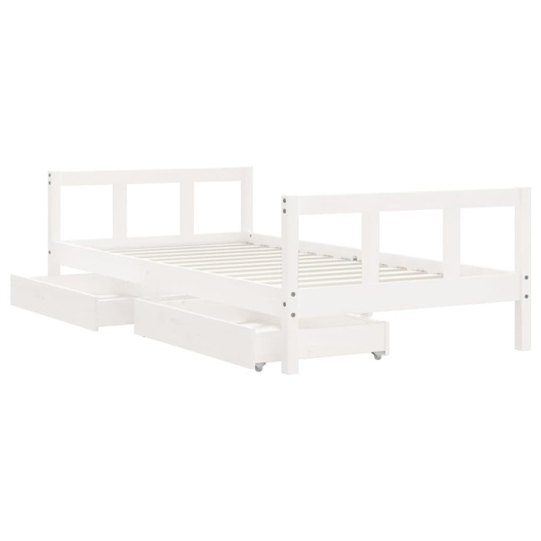 Estructura de cama infantil con cajones madera blanco 90x190 cm M 4