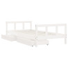 Estrutura cama infantil c/ gavetas 90x190cm pinho maciço branco 4