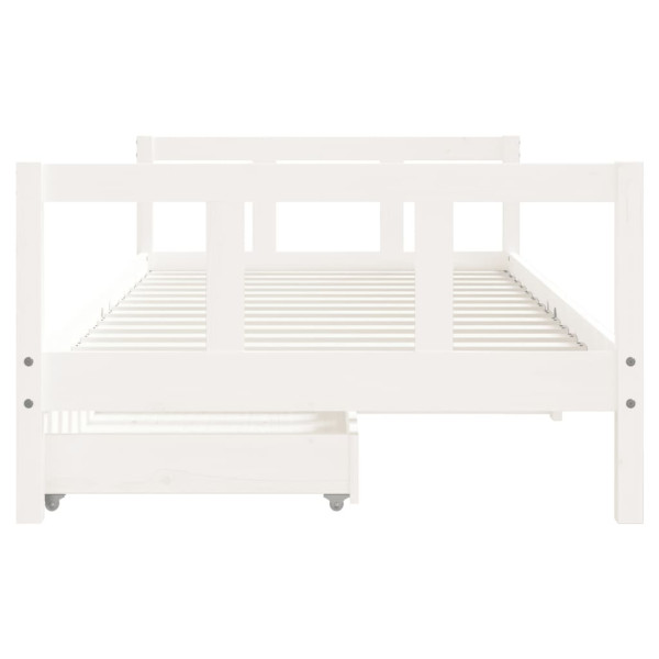Estrutura cama infantil c/ gavetas 90x190cm pinho maciço branco M 5