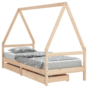 Estrutura de cama infantil c/ gavetas 90x190 cm pinho maciço H