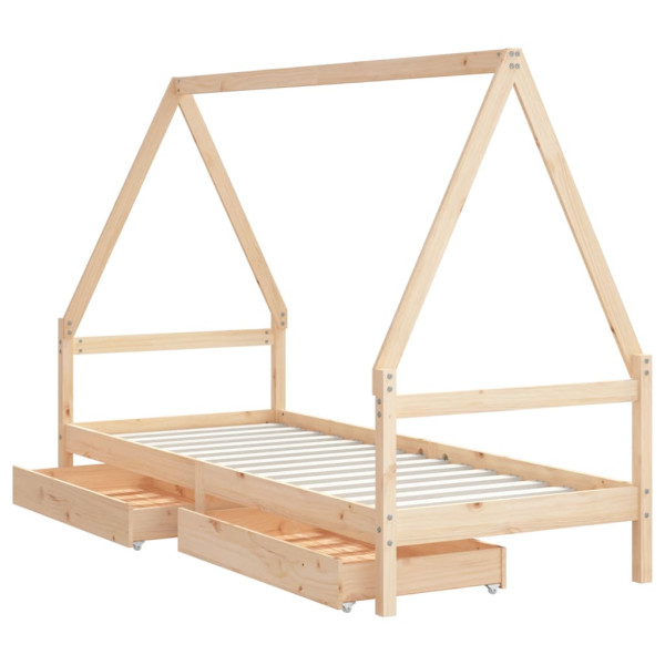 Estructura de cama infantil con cajones madera pino 90x190 cm M 4