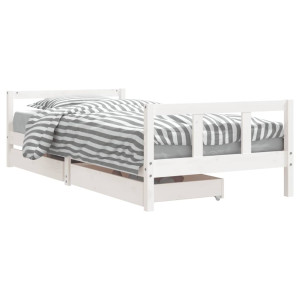 Estructura cama niños con cajones madera pino blanco 90x200 cm H
