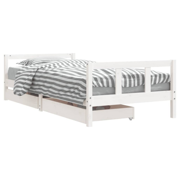 Estructura cama niños con cajones madera pino blanco 90x200 cm M 2