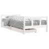 Estrutura cama infantil c/ gavetas 90x200cm pinho maciço branco 2