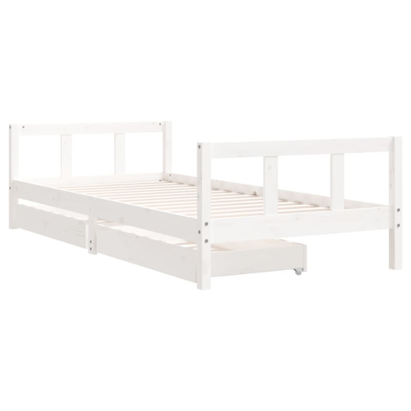 Estrutura cama infantil c/ gavetas 90x200cm pinho maciço branco M 3