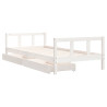 Estrutura cama infantil c/ gavetas 90x200cm pinho maciço branco 4