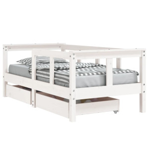 Estructura cama niños con cajones madera pino blanco 70x140 cm H