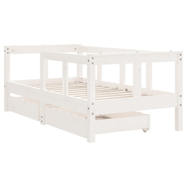 Estructura cama niños con cajones madera pino blanco 70x140 cm M 3