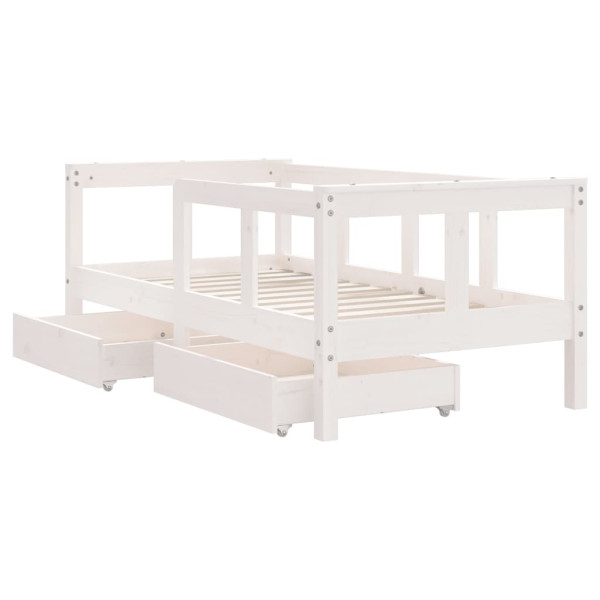 Estructura cama niños con cajones madera pino blanco 70x140 cm M 4