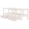 Estrutura cama infantil c/ gavetas 70x140cm pinho maciço branco 4