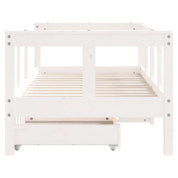 Estrutura cama infantil c/ gavetas 70x140cm pinho maciço branco M 5
