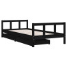 Estrutura cama infantil c/ gavetas 90x200 cm pinho maciço preto 3