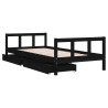 Estructura de cama niños con cajones madera pino negro 90x200cm 4
