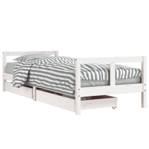 Estrutura cama infantil c/ gavetas 80x200cm pinho maciço branco H