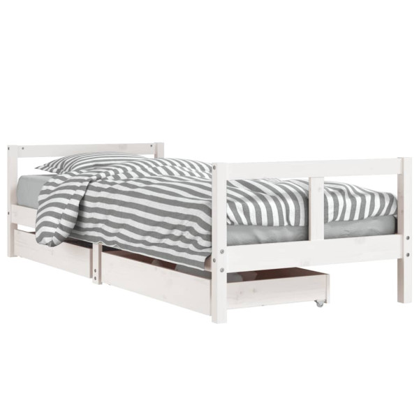 Estrutura cama infantil c/ gavetas 80x200cm pinho maciço branco M 2