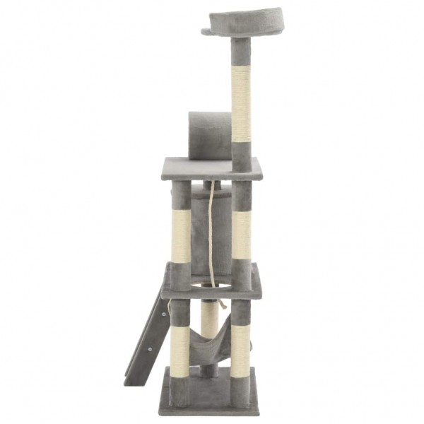 Rascador para gatos con poste de sisal 140 cm gris M 5