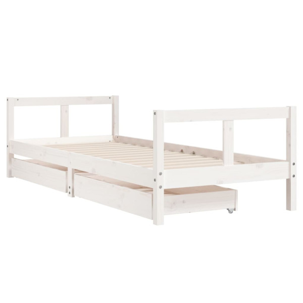 Estrutura cama infantil c/ gavetas 80x200cm pinho maciço branco M 3