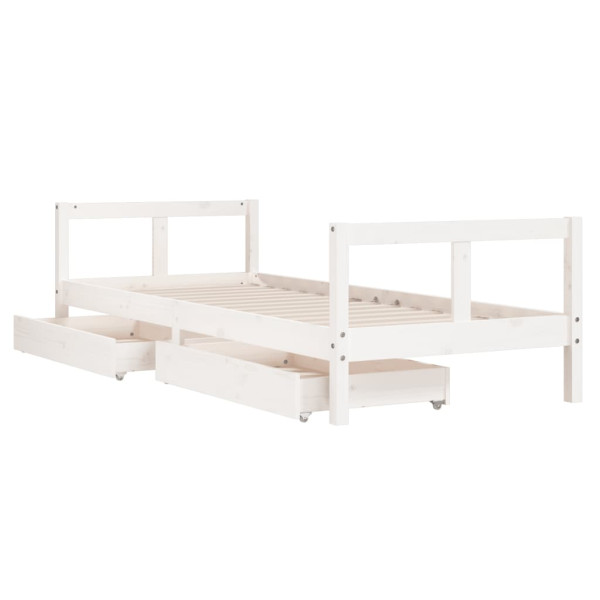 Estrutura cama infantil c/ gavetas 80x200cm pinho maciço branco M 4