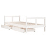 Estrutura cama infantil c/ gavetas 80x200cm pinho maciço branco 4