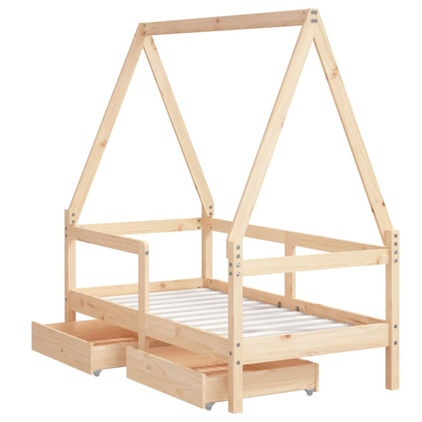 Estructura de cama para niños con cajones madera pino 70x140 cm M 4