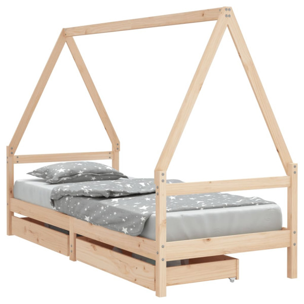 Estructura de cama para niños con cajones madera pino 90x200 cm M 2