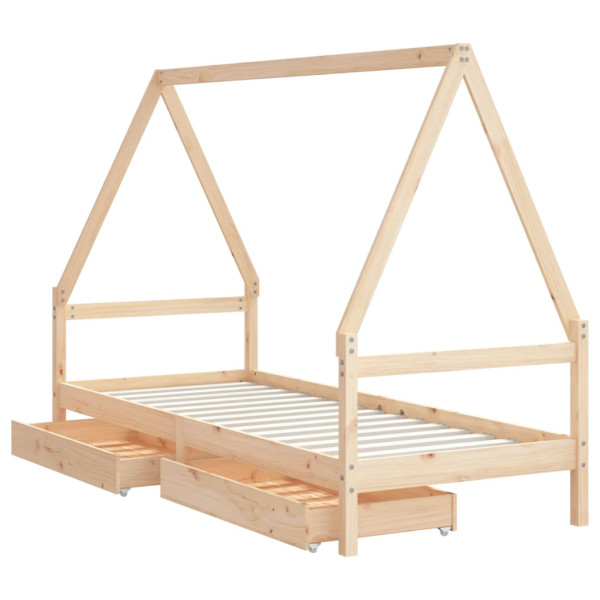 Estructura de cama para niños con cajones madera pino 90x200 cm M 4