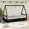 Estrutura cama infantil c/ gavetas 90x190 cm pinho maciço preto 1