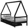 Estructura cama infantil y cajones madera pino negro 90x190 cm 2