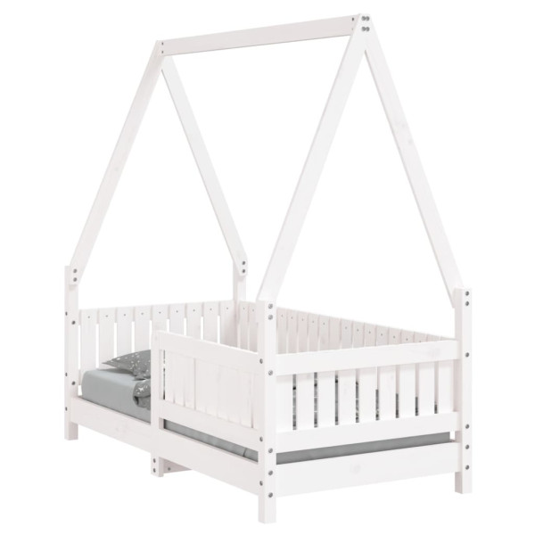 Estrutura de cama infantil 70x140 cm pinho maciço branco M 2