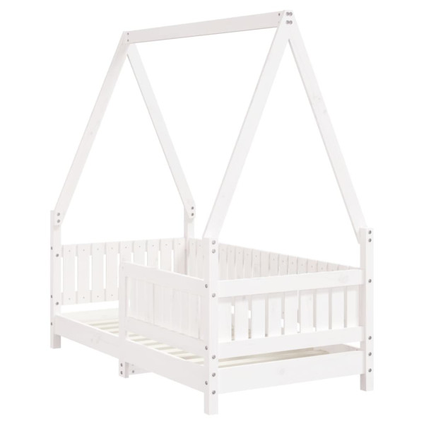Estrutura de cama infantil 70x140 cm pinho maciço branco M 3