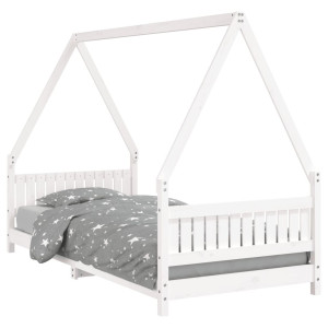 Estrutura de cama infantil 90x200 cm pinho maciço branco H